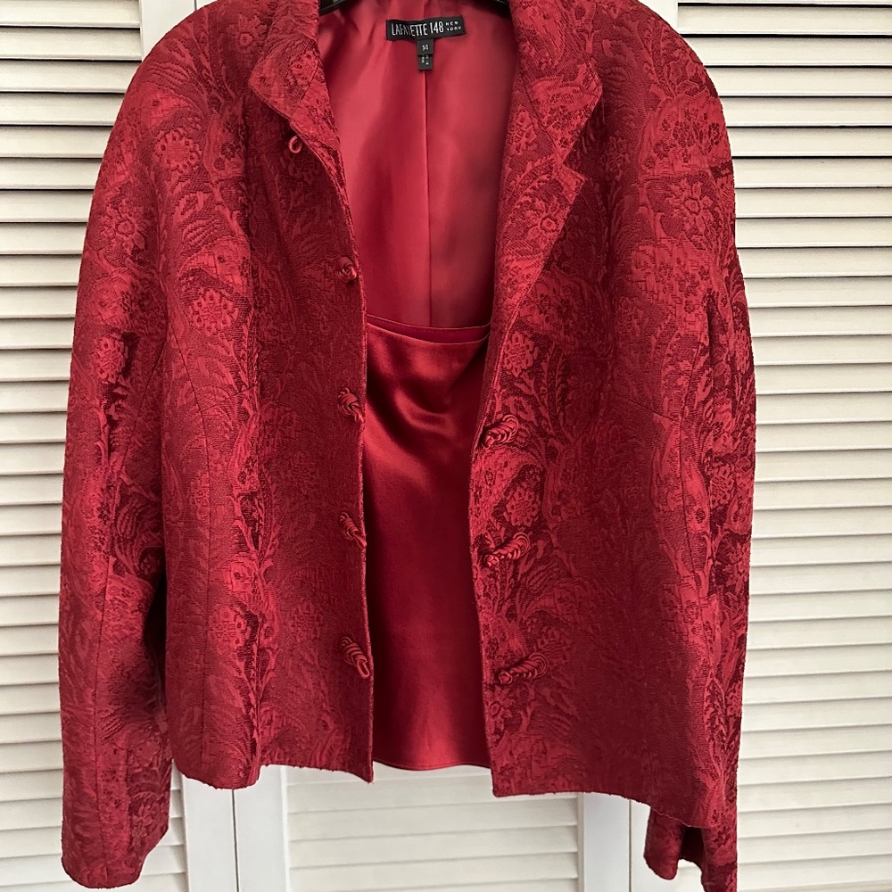 Lafayette 148 New York Red Textured Blazer
